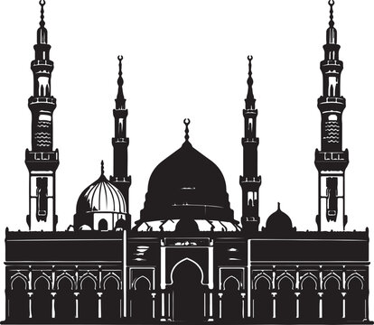 Al Masjid an Nabawi Sacred Mosque Silhouette
