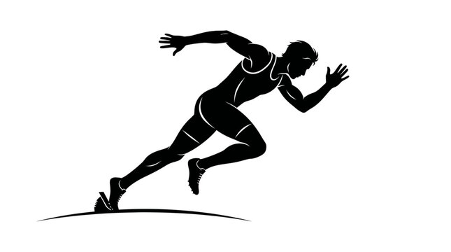 Silhouette of a sprinter in full running motion.