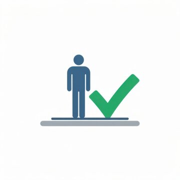 Business professional approving project completion with a checkmark. Successful manager confirming task finalization and goal achievement in office...