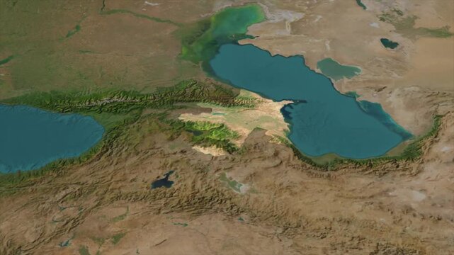  Zooming From World Map To AZERBAIJAN, High Tech Colorful Map Animation