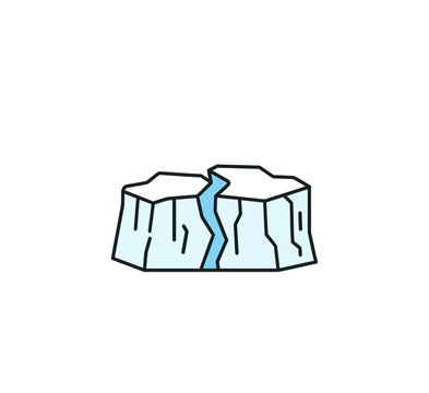 Cracked Iceberg Illustration, Arctic Cold Climate, Global Warming Concept