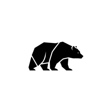 Geometric Bear Silhouette Icon, Minimalist Wildlife Symbol