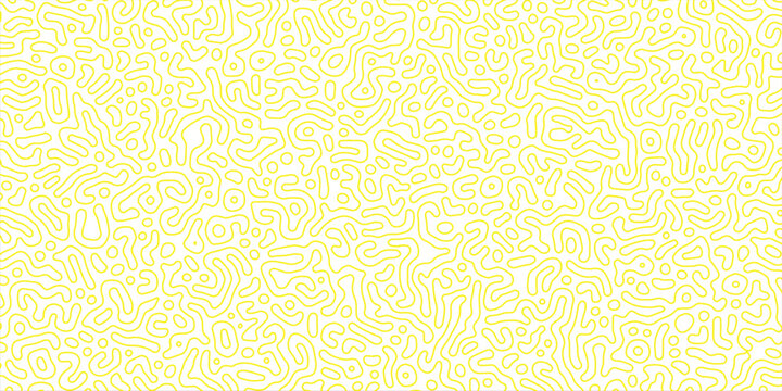 Seamless Turing line pattern vector on white background. yellow winding contours and irregular organic paths form an abstract coral maze texture