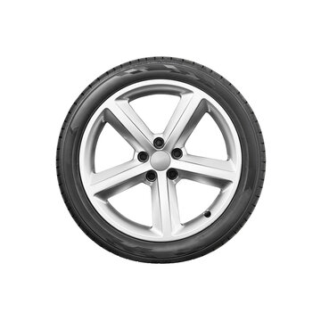  car tire with black alurim on free on isolated transparent background.
