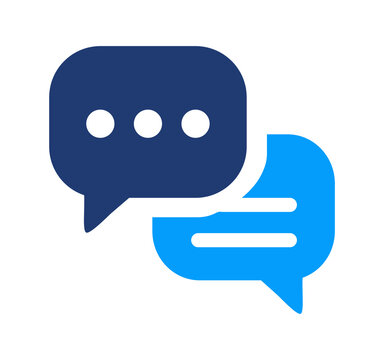 A Conversation bubbles icon. Chat dialogue symbol. Simple pictogram for messaging, discussion, reply, online conversation, customer support and communication for UI UX, Transparent PNG.