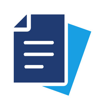 A Document files icon with stacked papers. Symbol of data, information and documentation for business reports, office workflow, digital records, file management systems and user interface design, PNG.