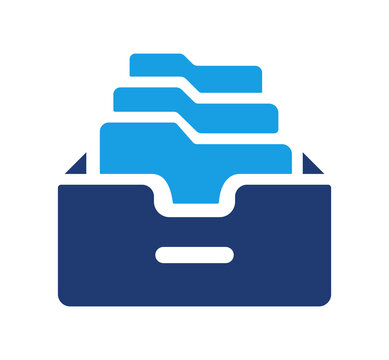 A File storage icon with folders and documents, concept of data organization, archive management and document storage for office systems, databases and digital file management,  for UI UX, PNG.