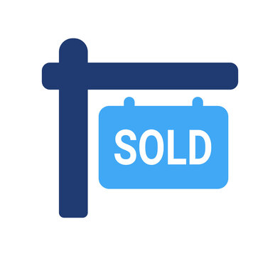 A Sold sign icon. Property sold symbol. Simple pictogram for real estate deal, house sale, completed purchase, housing market, realtor service and residential transaction for UI UX, Transparent PNG.