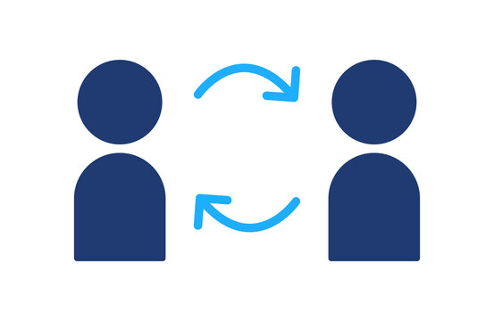 A User exchange icon. People interaction symbol. Simple pictogram for communication, dialogue, collaboration, feedback exchange, teamwork and social connection for UI UX, Transparent PNG.