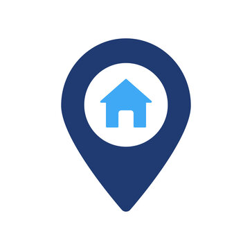 A Home location icon. House map pin symbol. Simple pictogram for property address, real estate location, residential place, housing map and home destination for UI UX, Transparent PNG.