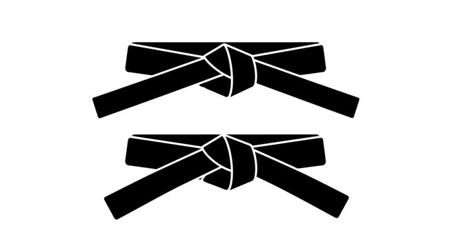 Martial Arts Belt Silhouette On White Background Two Views