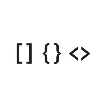 Brackets icon set. Square brackets  curly braces and angle brackets vector graphic.