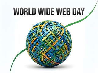 Obraz premium Colorful tangled network cables forming a globe for world wide web day celebration concept