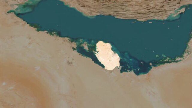  Zooming From World Map To QATAR, High Tech Colorful Map Animation