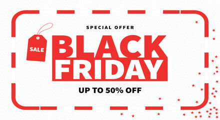 Fototapeta premium Black friday special offer sale banner with up to 50 percent off discount
