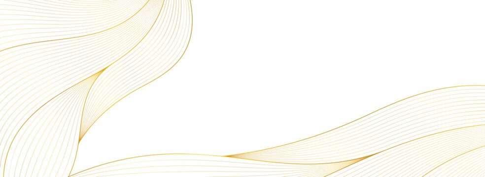 luxury golden line art design with transparent background elegant fluid wavy gold lines background