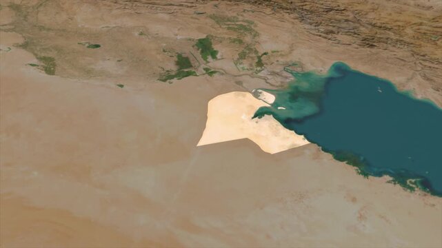  Zooming From World Map To KUWAIT, High Tech Colorful Map Animation