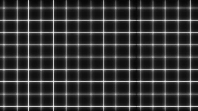 Abstract glowing white grid motion background, digital technology network pattern lines
