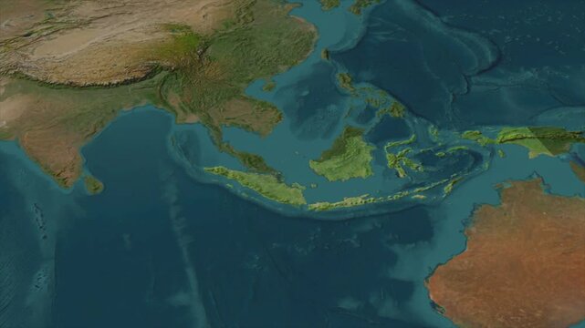  Zooming From World Map To INDONESIA, High Tech Colorful Map Animation