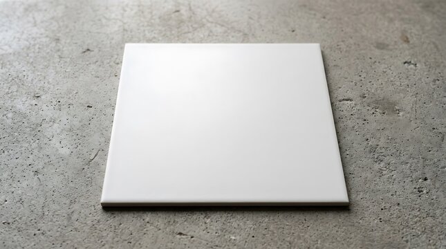 Smooth white ceramic tile sample for interior design projects. Clean blank slate tile for modern home decor inspiration.