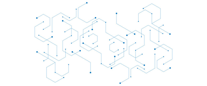 Vector hexagons pattern geometric simple hexagonal line and dot elements medical technology illustration background
