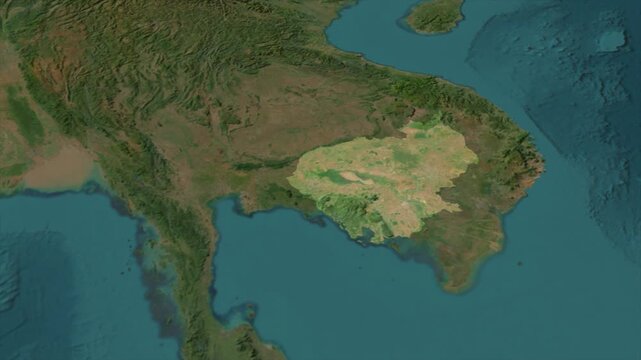  Zooming From World Map To CAMBODIA, High Tech Colorful Map Animation
