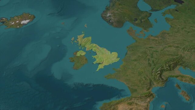  Zooming From World Map To UNITED KINGDOM, High Tech Colorful Map Animation
