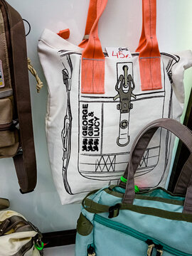 Barcelona, Spain - July 17, 2021. George Gina Lucy women's bag is a premium fashion and streetwear brand, specializing in accessories, based in Frankfurt, Germany.