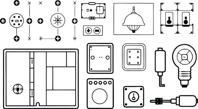 Electrical blueprint symbols, lighting circuits, and wiring diagrams