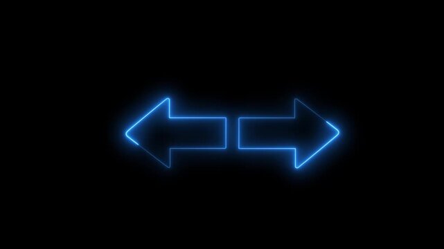 Arrow-shaped neon sign. Neon arrow symbol icon.Glowing neon line arrow with glowing neon animation on neon arrow icon animation background