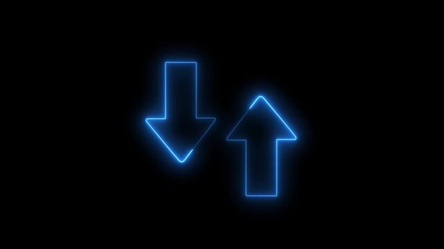 Glowing neon line arrow with glowing neon animation on neon arrow icon animation background.
