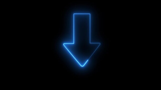 Glowing neon line arrow with glowing neon animation on neon arrow icon animation background.