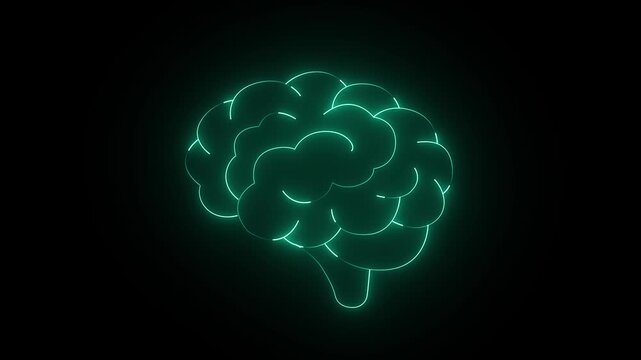 Medical futuristic technology of the neon lines drawing a man's brain medicine memory mind miry neuro neurology organ research science system technology on black background.