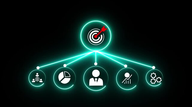 Action plan, Goal and target, success and business target concept on the transparent background. Motion graphics of project management, company strategy idea. 4k video animation.