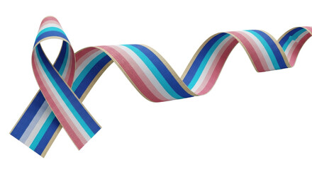 Obraz premium A photorealistic abstract ribbon with three stripes gracefully flowing on a transparent background with copy space. Concept of corporate growth and progress