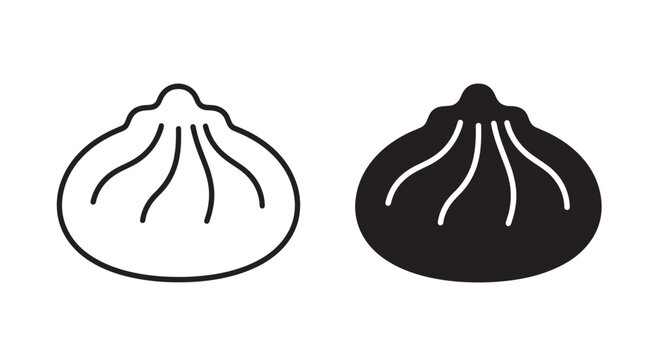 Minimal Dumpling Line Icon &ndash; Asian Food Vector