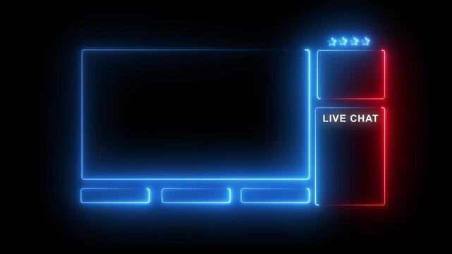Intermission Stream Overlay Animated, Neon Sign looping and chat for live streaming.Live chat Intermission Stream Overlay Animation Live streaming Frame