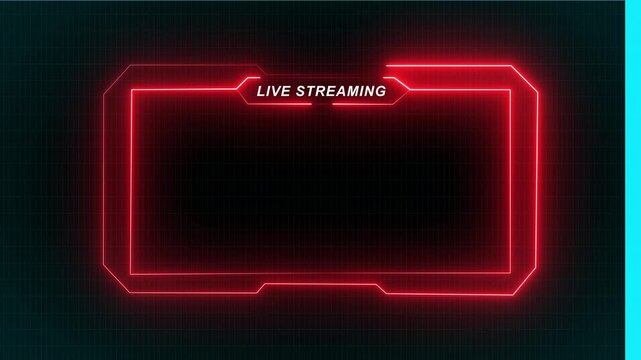 Neon Live streaming Frame - animated neon overlay frame for live streaming and gaming template.4k vedio