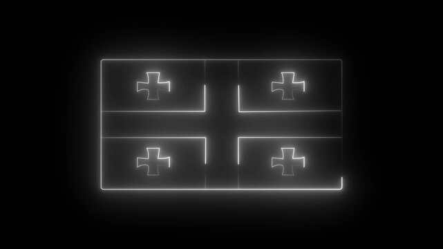Georgian flag animation with glowing neon effect. animated Georgian blue color flag with black background .4k video motion