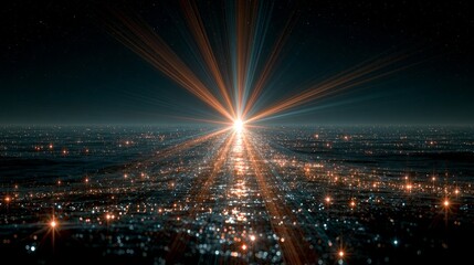 Obraz premium Futuristic Sparkling Horizon with Bright Light Beams