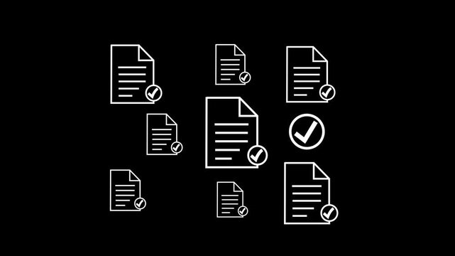Cg footage with digital documentation symbols in everyday life on black background.