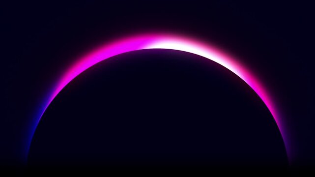 Abstract neon arc motion background, with glowing pink, and purple light, curves in dark, space