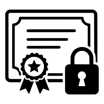 SSL Certificate Icon with Award Seal Document and Padlock for Website Security and Encrypted Connection