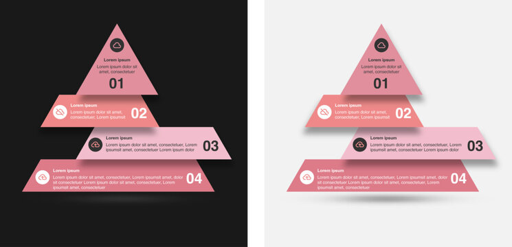 Pyramid Infographic Template with 4 Steps or Options for Business Presentation and Funnel Diagram