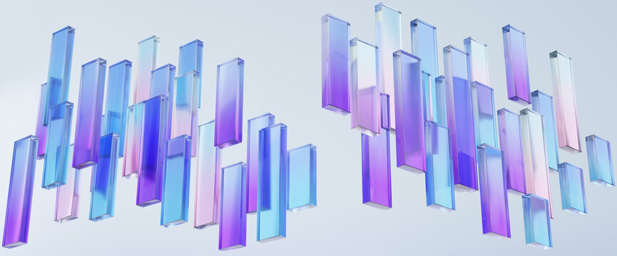 Gradient abstract background glossy glass texture premium holographic style futuristic modern shape dispersion light tech design refraction colourful wallpaper banner. 3d rendering