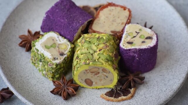 Turkish delight or lokum is a traditional Eastern sweet made with nuts. Turkish delight, lokum