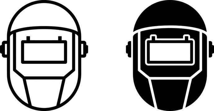 Welding helmet icon set, protective mask for welder, vector illustration