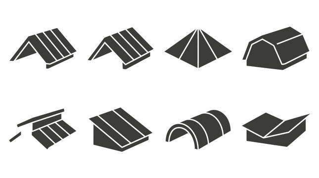 Architectural roof shape and house structure icons.