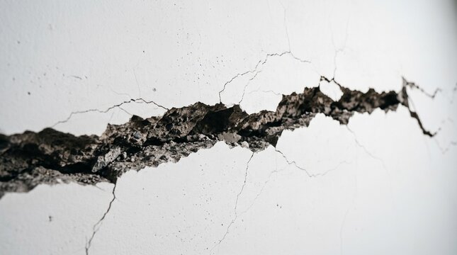A single long dark crack running across a textured surface