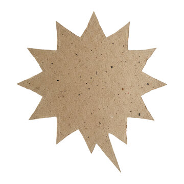 Star shaped speech bubble with a textured brown paper look